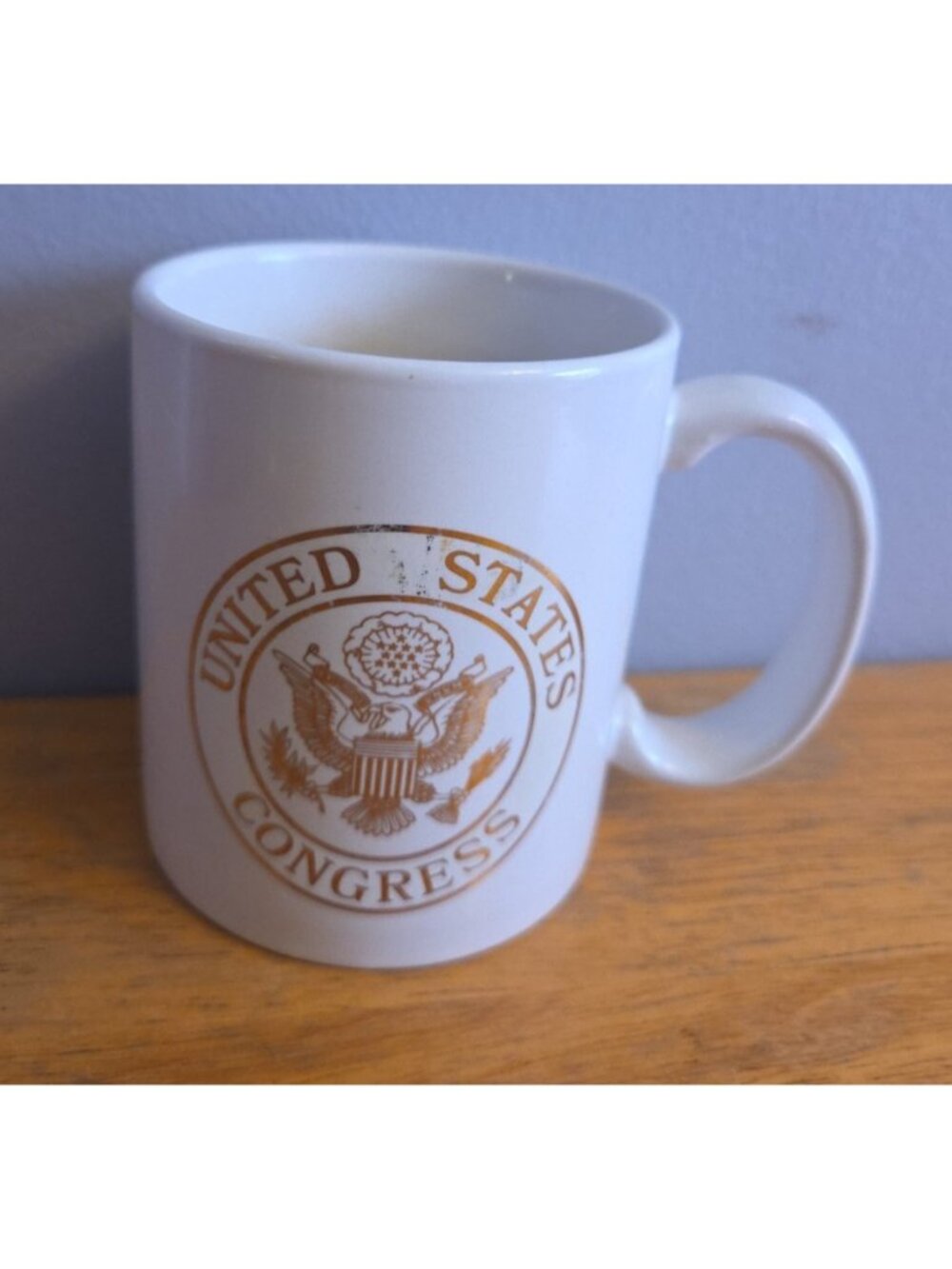 Vintage United States Congress Mug Government Souvenir White Gold Trim 12 Ounce